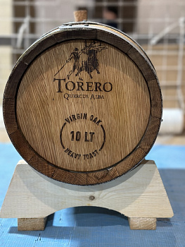 фото УЦЕНКА Дубовая бочка 10 л «Torero» из американского белого дуба (Испания), сильный обжиг (3)