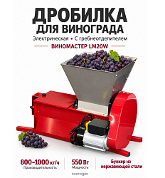 Дробилка электрическая для винограда с гребнеотделителем "Виномастер", бункер нержавейка LM20W