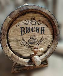 Дубовая бочка подарочная «ВИСКИ» внешний обжиг 10 л (кавказский дуб) с краном