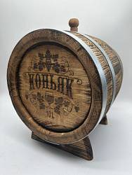 Дубовая бочка подарочная «КОНЬЯК» внешний обжиг 5 л (кавказский дуб)