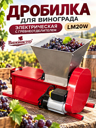 Дробилка электрическая для винограда с гребнеотделителем "Виномастер", бункер нержавейка LM20W
