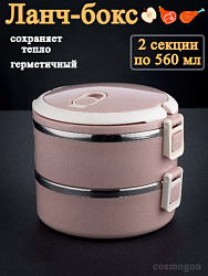 Ланч-бокс 15см 2-секции нержавейка + пластик (Китай)