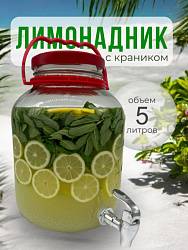 Лимонадник ГАРАЖ 5л (кран, ручка, крышка)